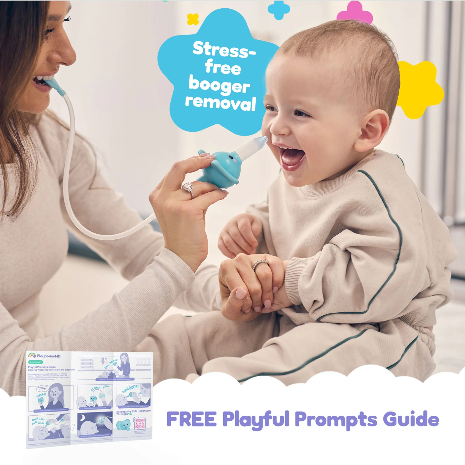PlayhouseMD Light-Up Nasal Aspirator (Luna the Elephant)